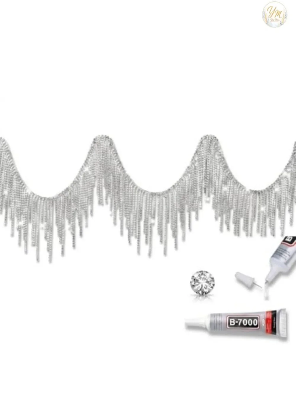 Rhinestone Fringe Trim Belt Tassel Chain for Jeans DIY Decoration 2 Yards
